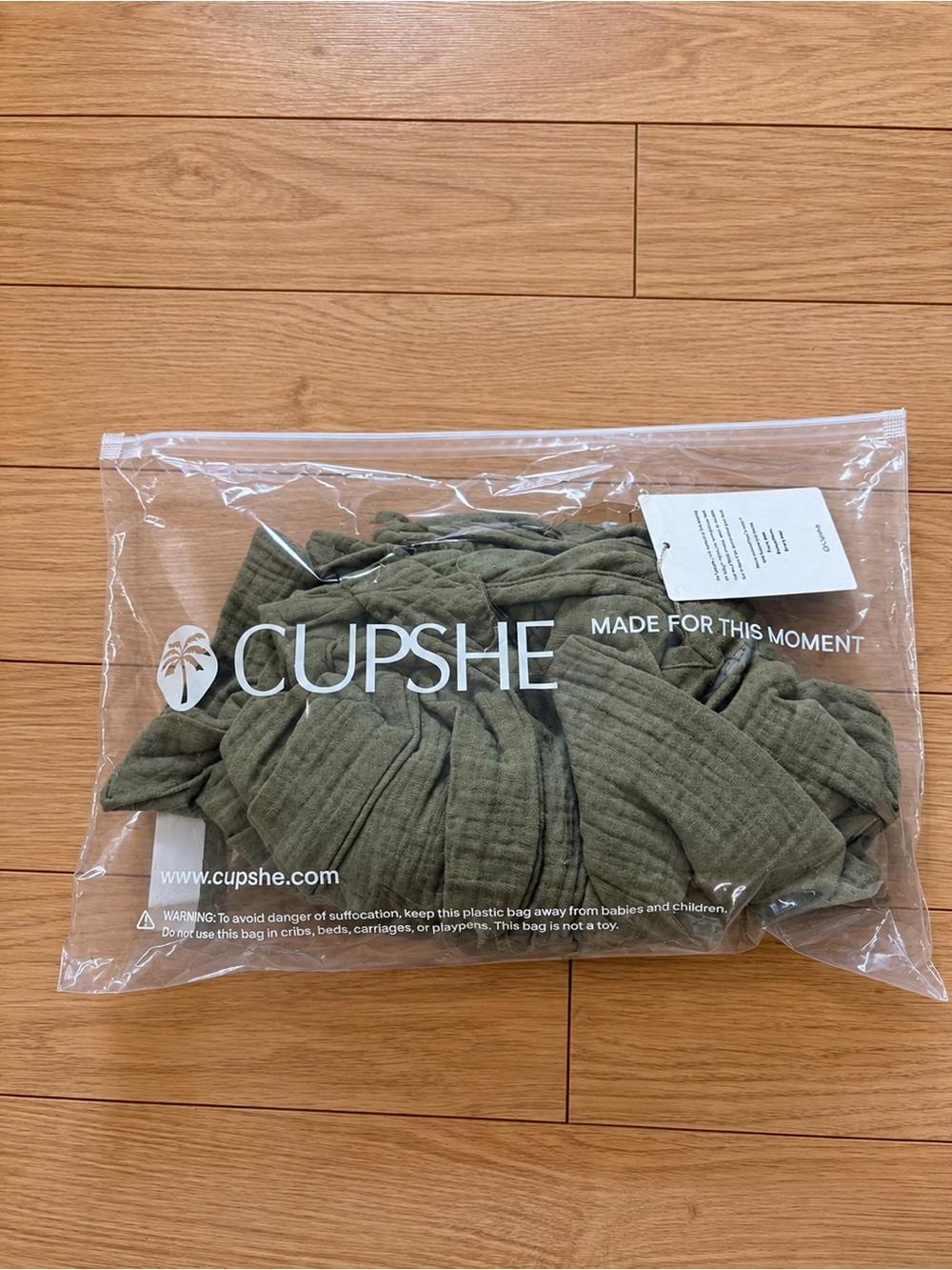 Cupshe Olive Green Tie-Shoulder V-Neck Mini Dress - Picture 5 of 6